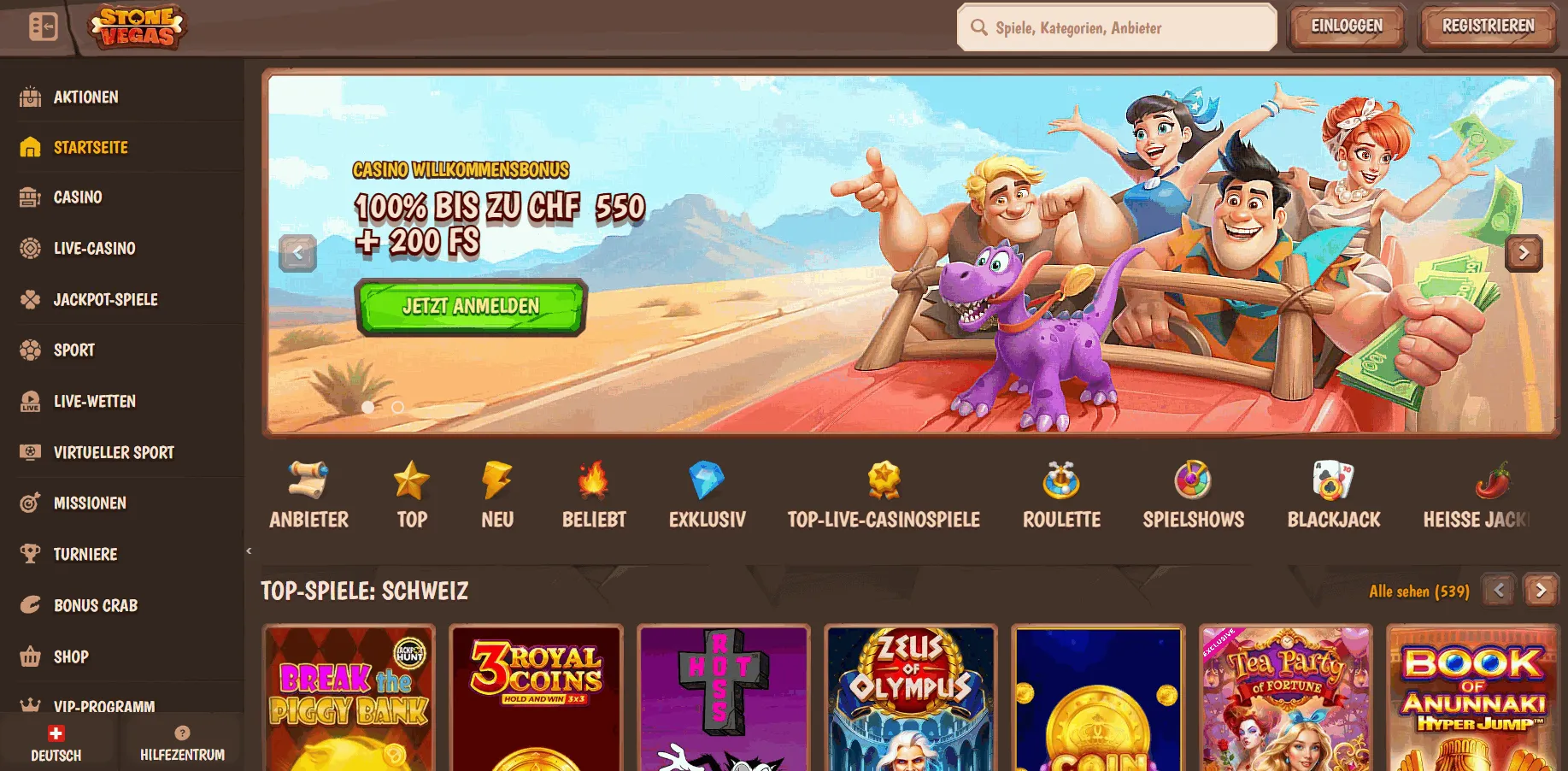 Stone Vegas Casino im Ausland Stone Vegas ausländisches Online Casino